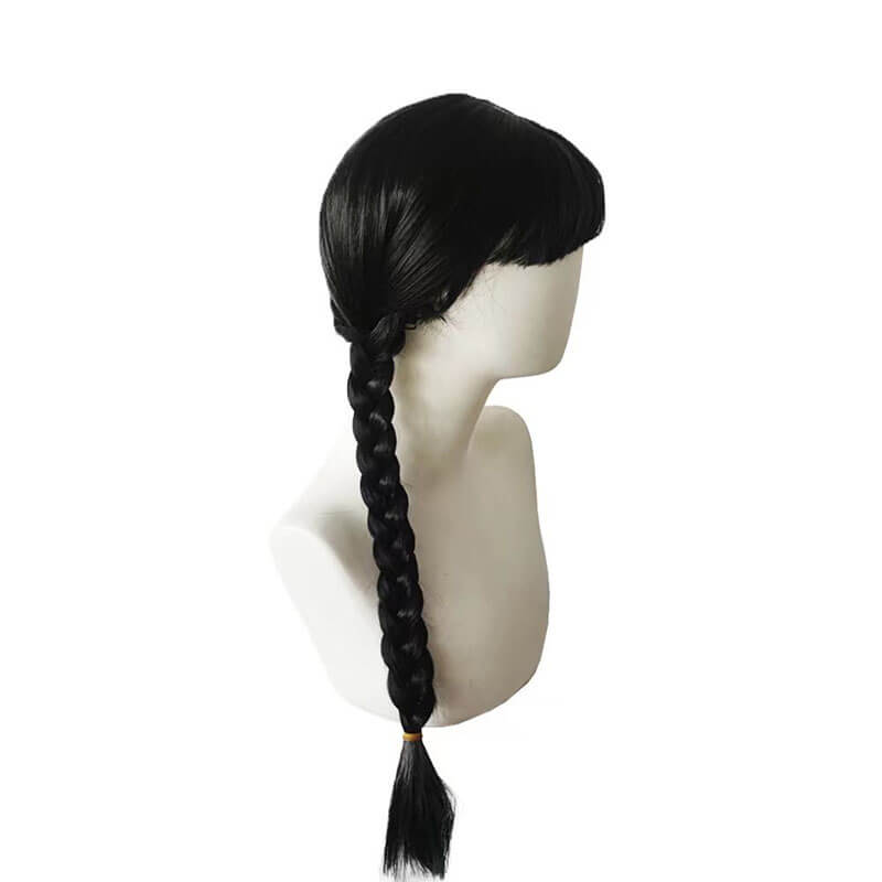 Black double ponytail twist braids cos wig full head cover hair 23.6 inch