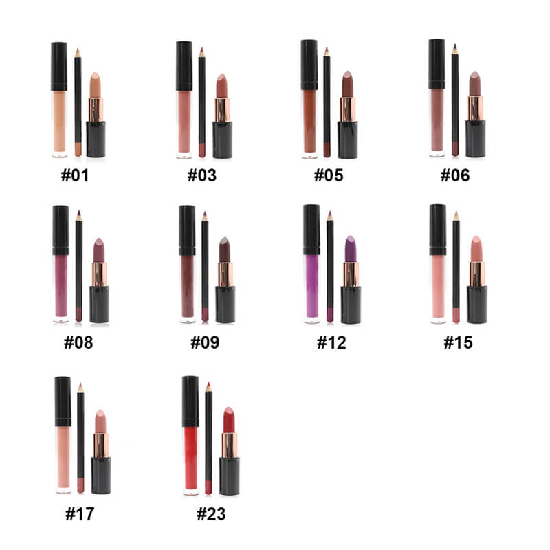 10 color 3 in 1 lip set matte lipstick lip stain lip liner gift kits