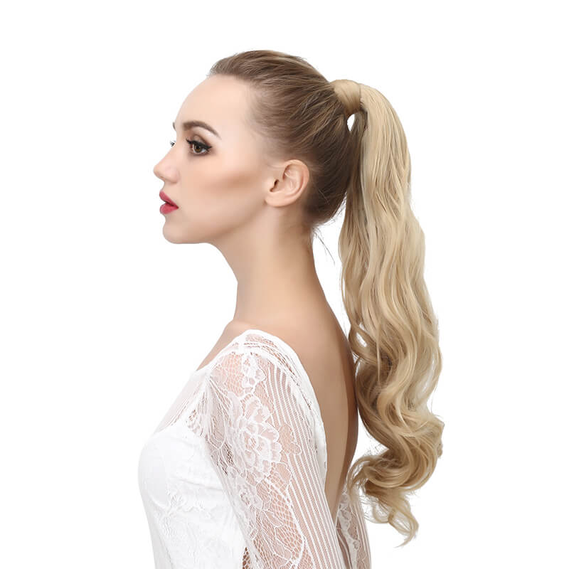 17 colors wigs hair extensions strapped ponytail long curly hair 50cm