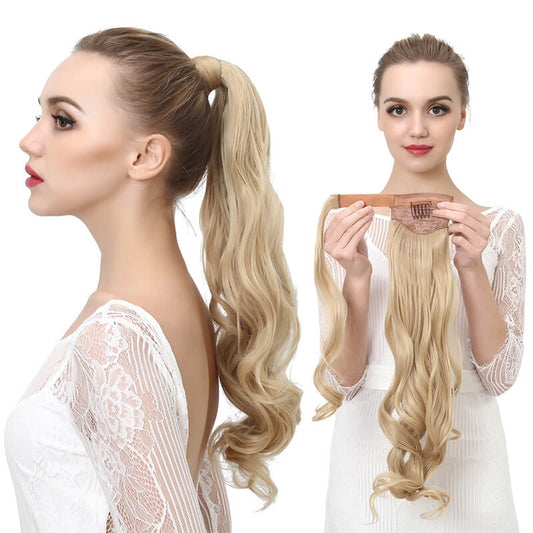 17 colors wigs hair extensions strapped ponytail long curly hair 50cm