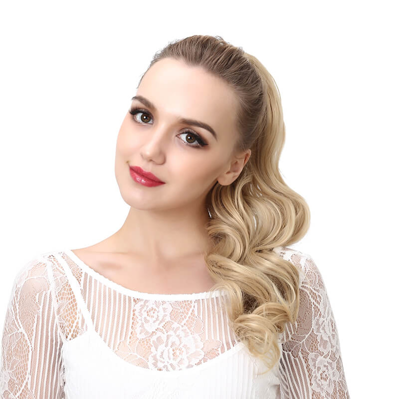 17 colors wigs hair extensions strapped ponytail long curly hair 50cm