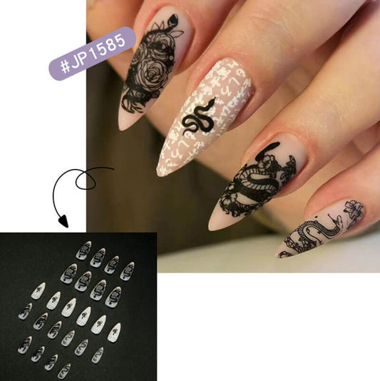 Fake nails nail patches manicure dark snake flower ultra-thin nail