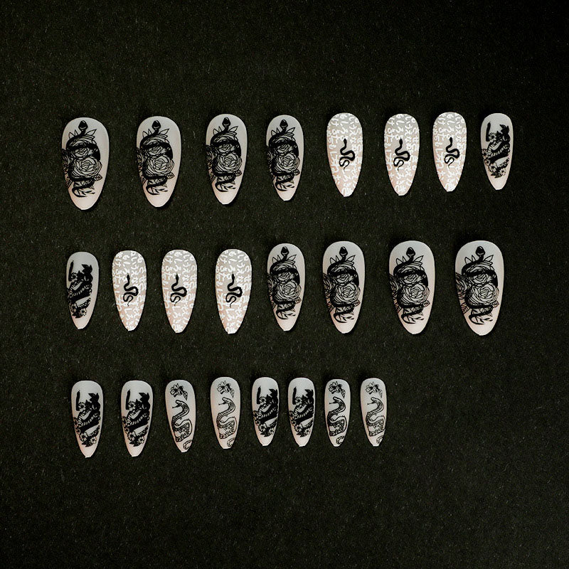 Fake nails nail patches manicure dark snake flower ultra-thin nail