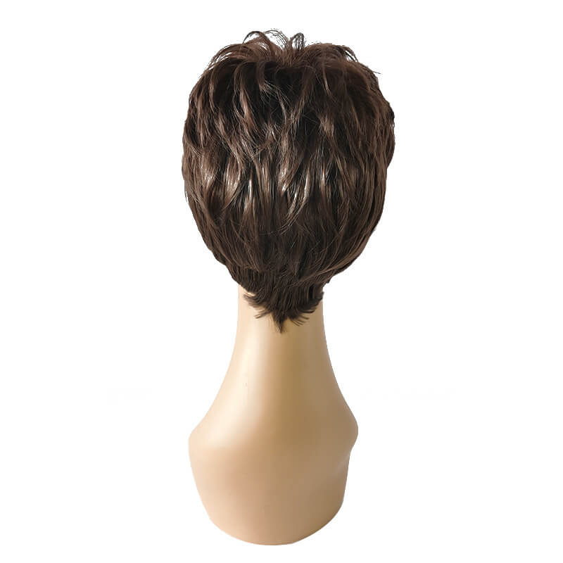 Short bob hair women wigs brown human wig with bangs 9.8 inch