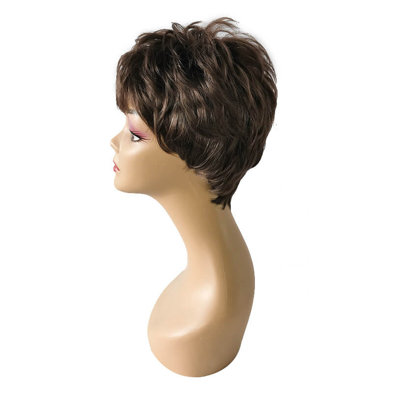 Short bob hair women wigs brown human wig with bangs 9.8 inch