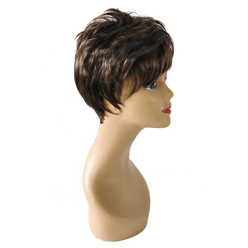 Short bob hair women wigs brown human wig with bangs 9.8 inch