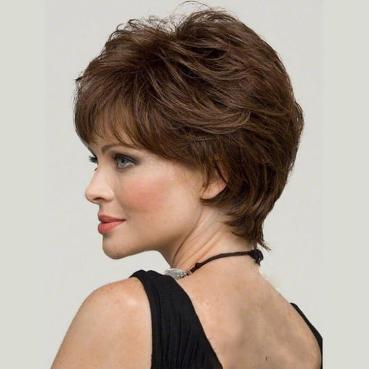 Short bob hair women wigs brown human wig with bangs 9.8 inch