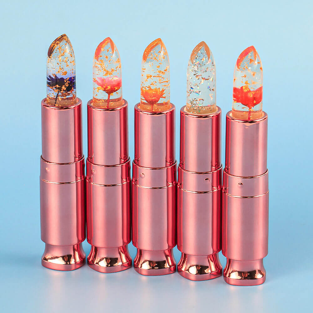 5 color flower lip balm temperature change color vegan