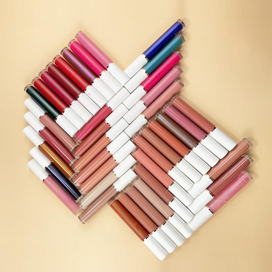 64 Colors Lip Gloss High Pigmented Nude Shiny Vegan No Logo White Tube