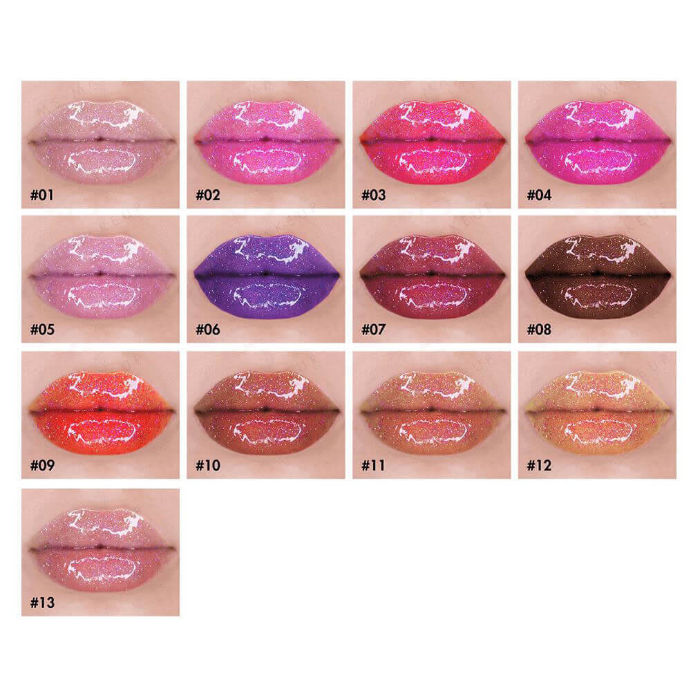 13 color lip gloss shimmer high pigmented gradient tube
