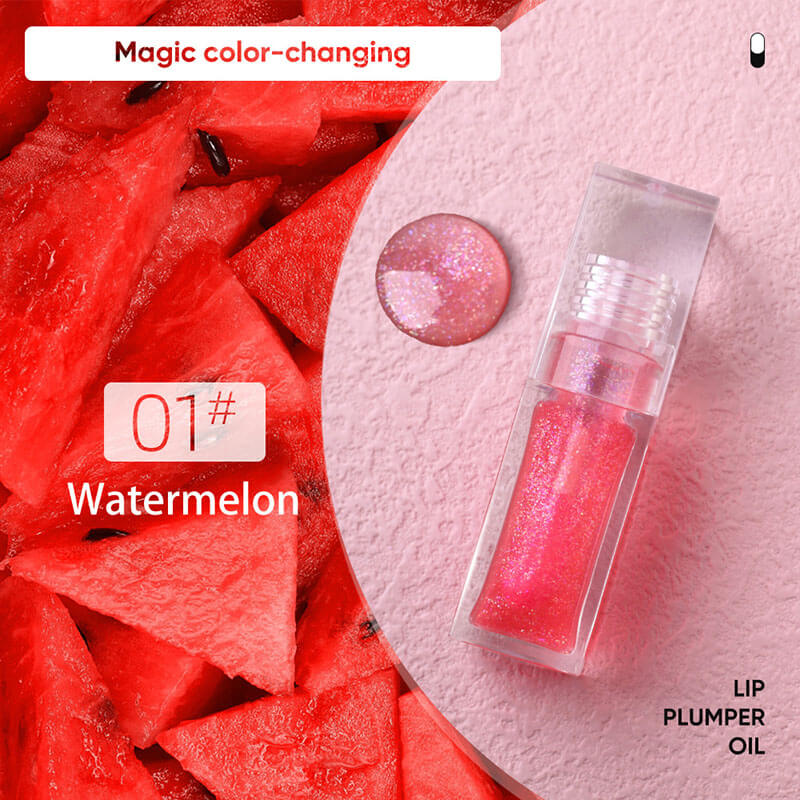 7 color lip oil clear lip gloss fruit lip plumping oil temperature changing