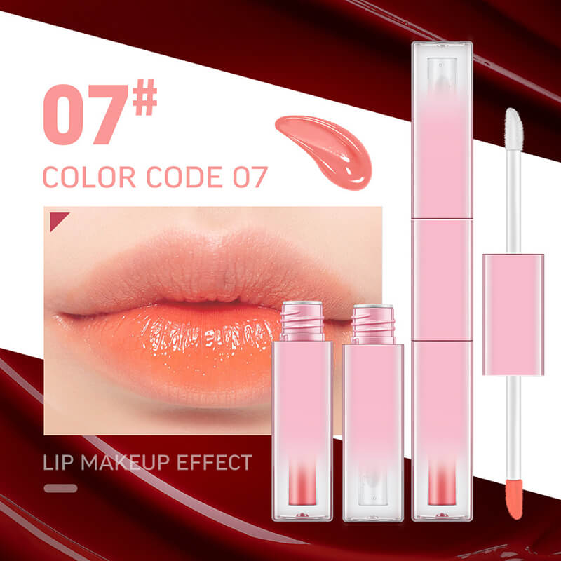 7 Color Lip Gloss Double-Ended Lip Tint & Lip Oil Long Lasting Vegan