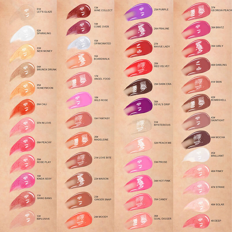 49 color lip gloss high pigmented nude shimmer pink tube (color 31-49)