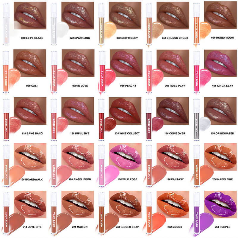 49 color lip gloss high pigmented nude shimmer pink tube (color 31-49)