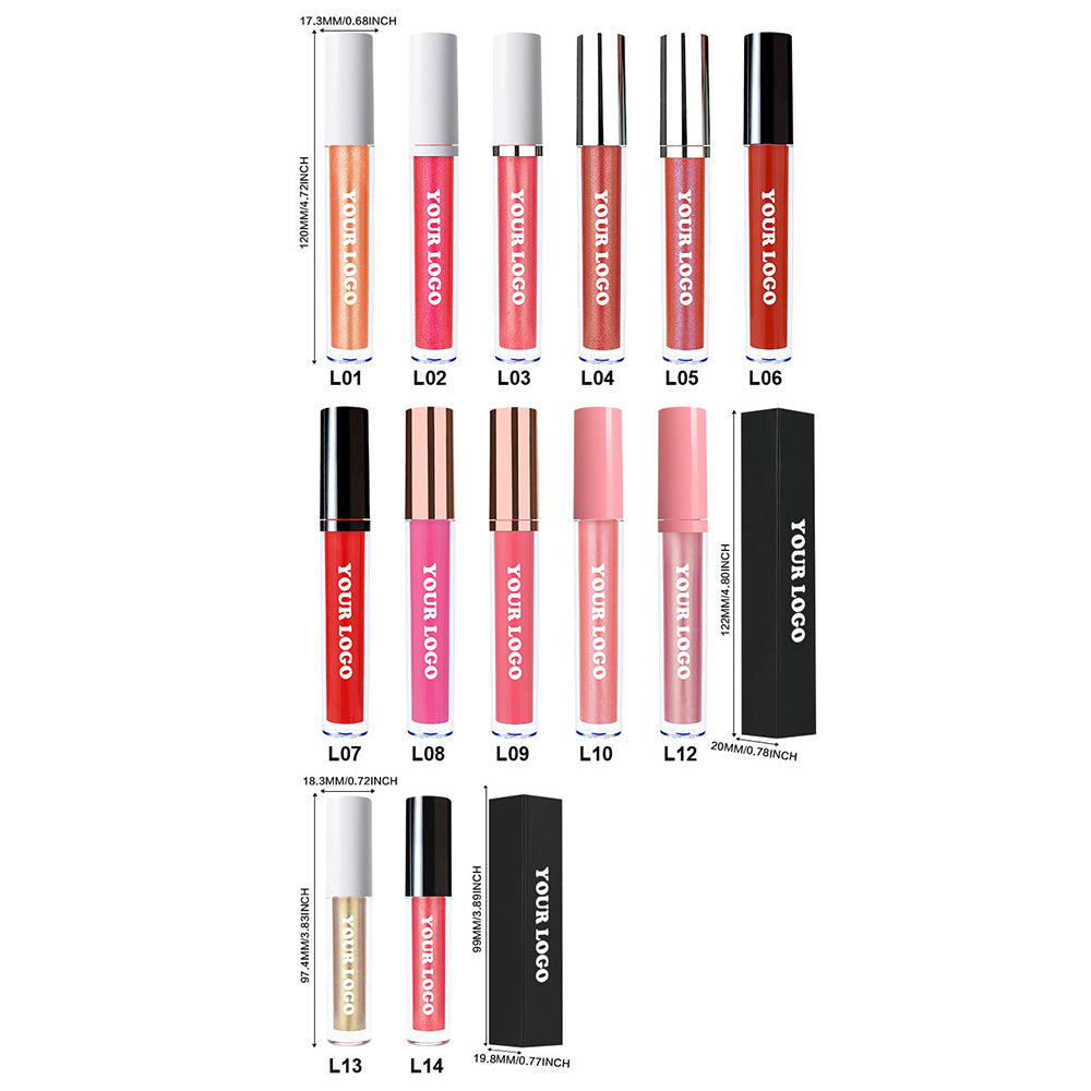 49 Color Nude Lip Gloss High Pigmented Lip Glaze Shimmer Vegan White Tube