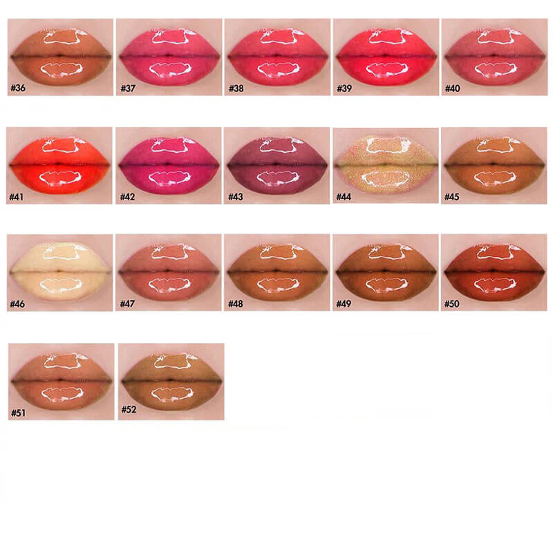 52 color lip gloss nude shimmer high pigmented white tube (color 01-30)