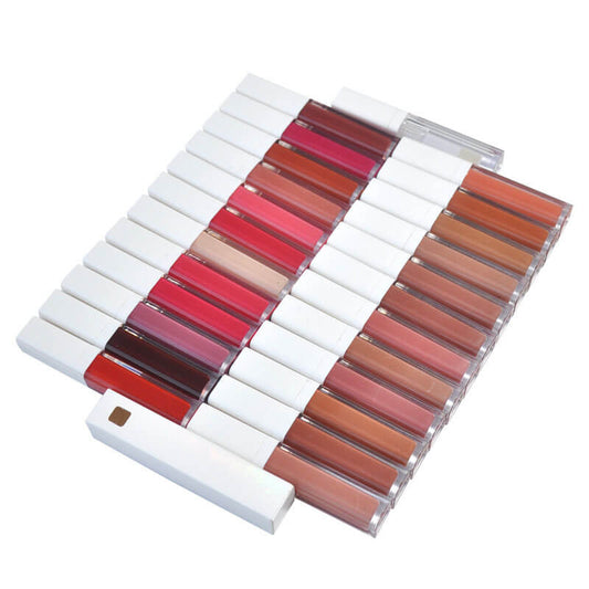 52 color wholesale lip gloss nude shimmer high pigmented white tube