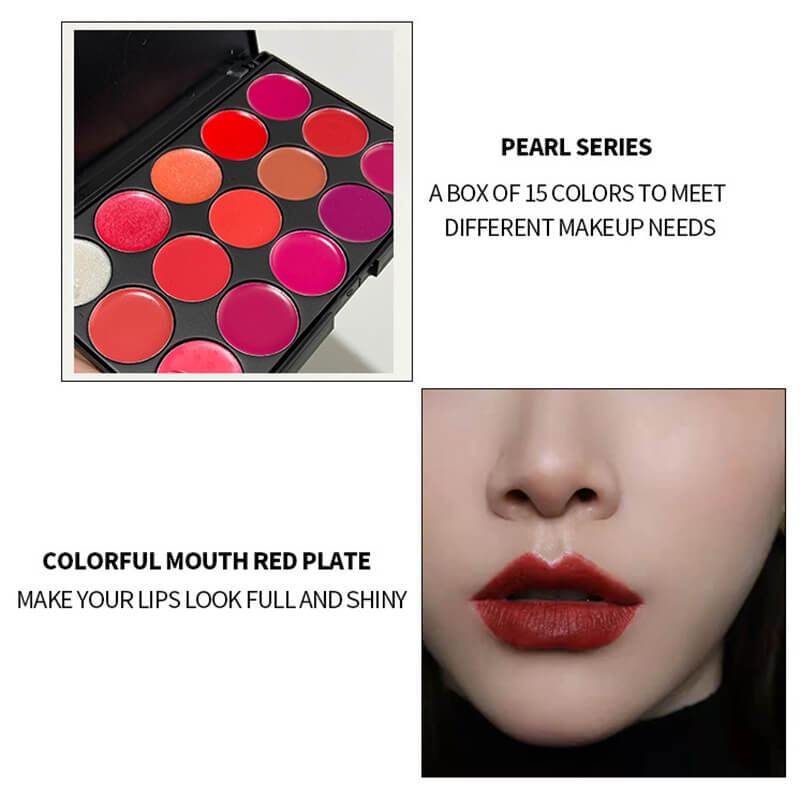 15 color lip gloss palette moisturing high pigmented private label
