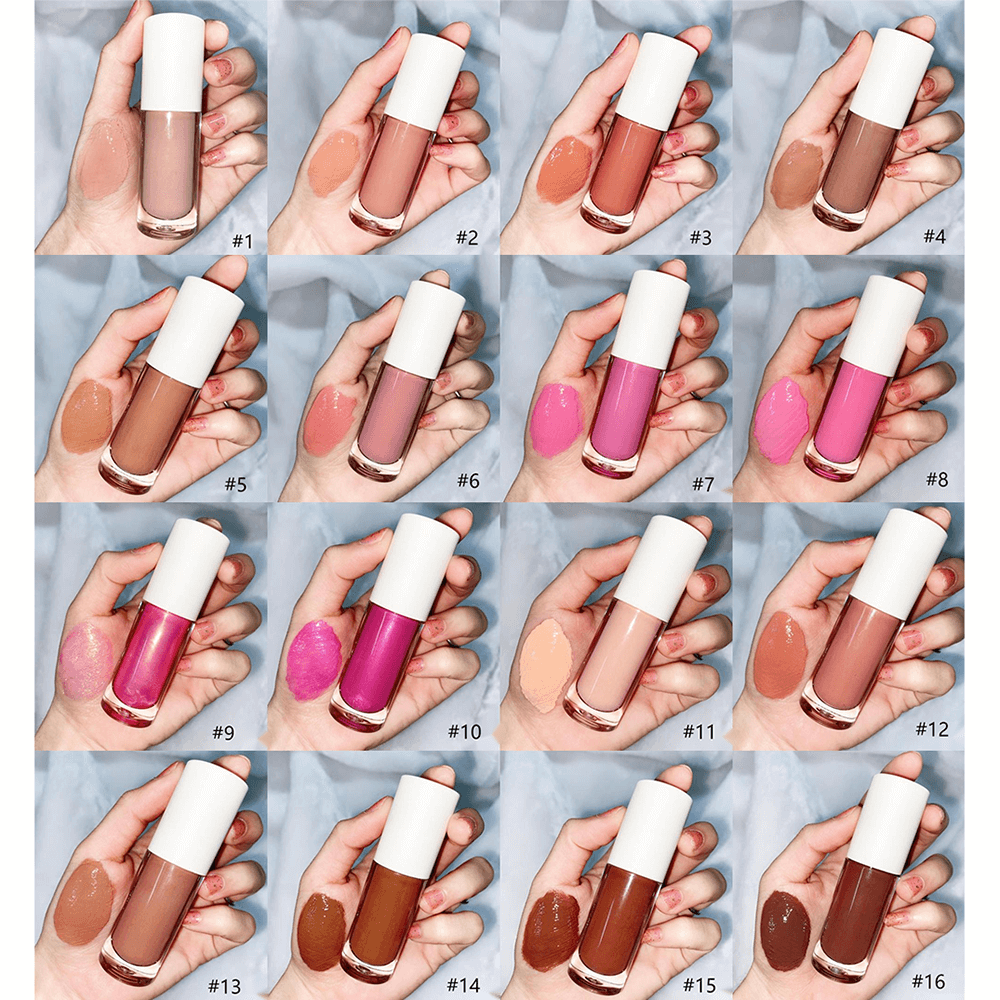 16 color nude lip gloss lip glaze high pigment vegan moisturizing