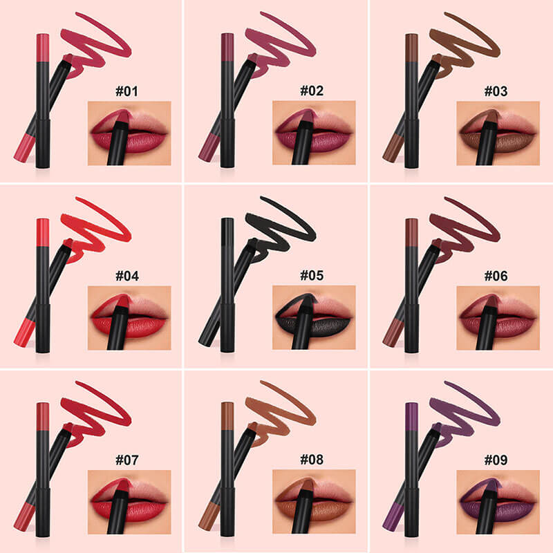 9 color matte lip liner with sharpener lipstick pencil waterproof long lasting