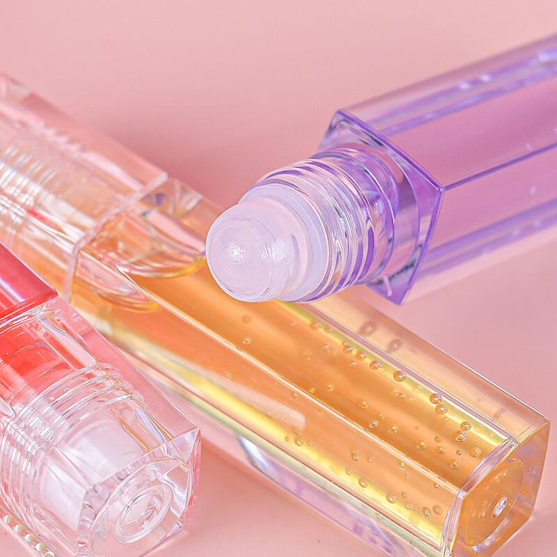 4 color lip oil roll-on clear lip gloss fruity flavored moisturizing