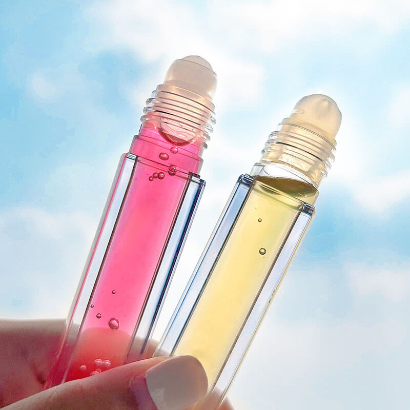 4 color lip oil roll-on clear lip gloss fruity flavored moisturizing