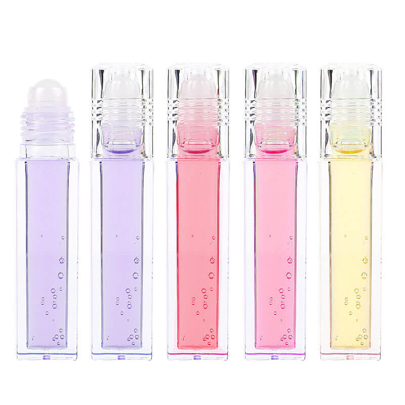 4 color lip oil roll-on clear lip gloss fruity flavored moisturizing