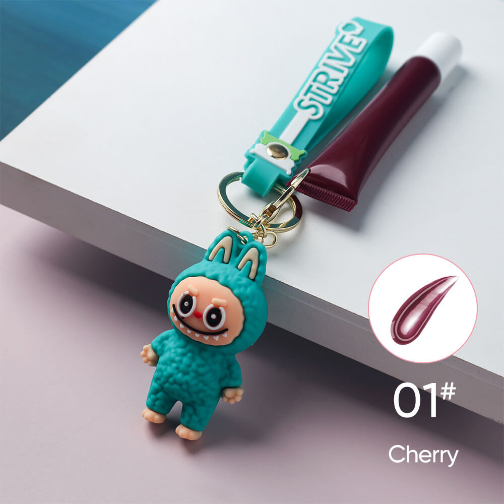 6 color polypeptide lipgloss LABUBU keychain cute lip oil