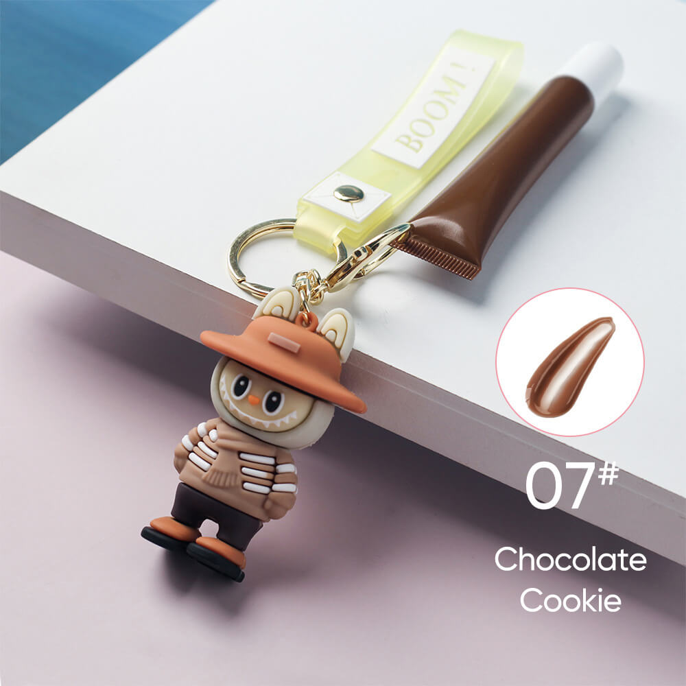 6 color polypeptide lipgloss LABUBU keychain cute lip oil