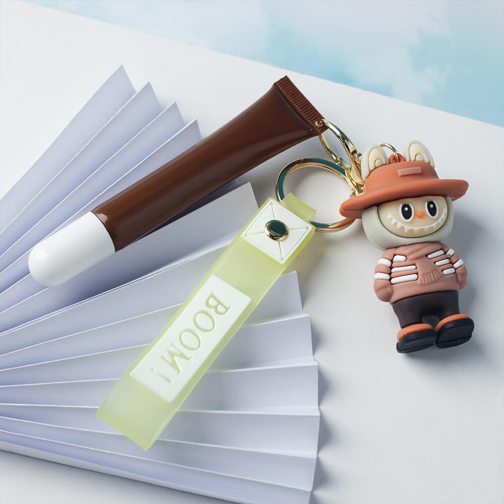 6 color polypeptide lipgloss LABUBU keychain cute lip oil