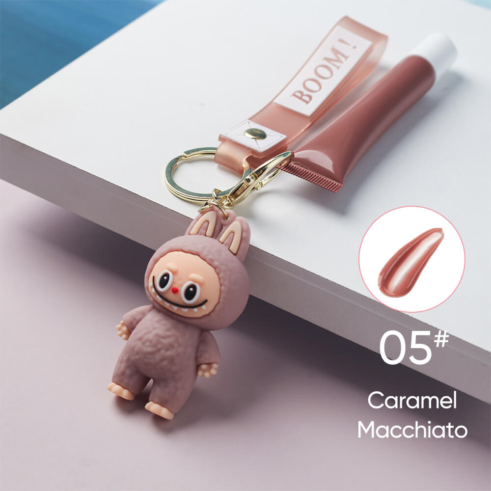 6 color polypeptide lipgloss LABUBU keychain cute lip oil