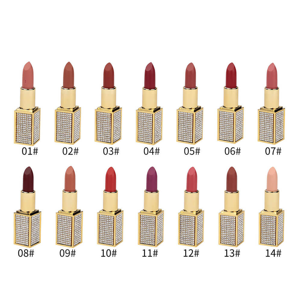 14 color matte lipstick diamond tube creamy moisturizing