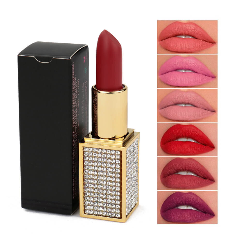 14 color matte lipstick diamond tube creamy moisturizing