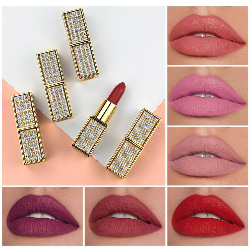 14 color matte lipstick diamond tube creamy moisturizing