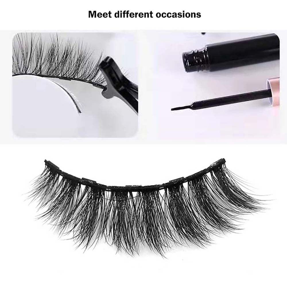 3D magnetic eyelash kit mink false eyelash eyeliner tweezer set natural