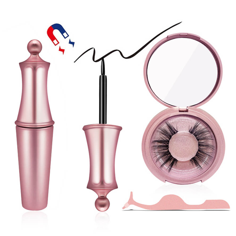 3D magnetic false eyelash set lash eyeliner tweezers kit natural