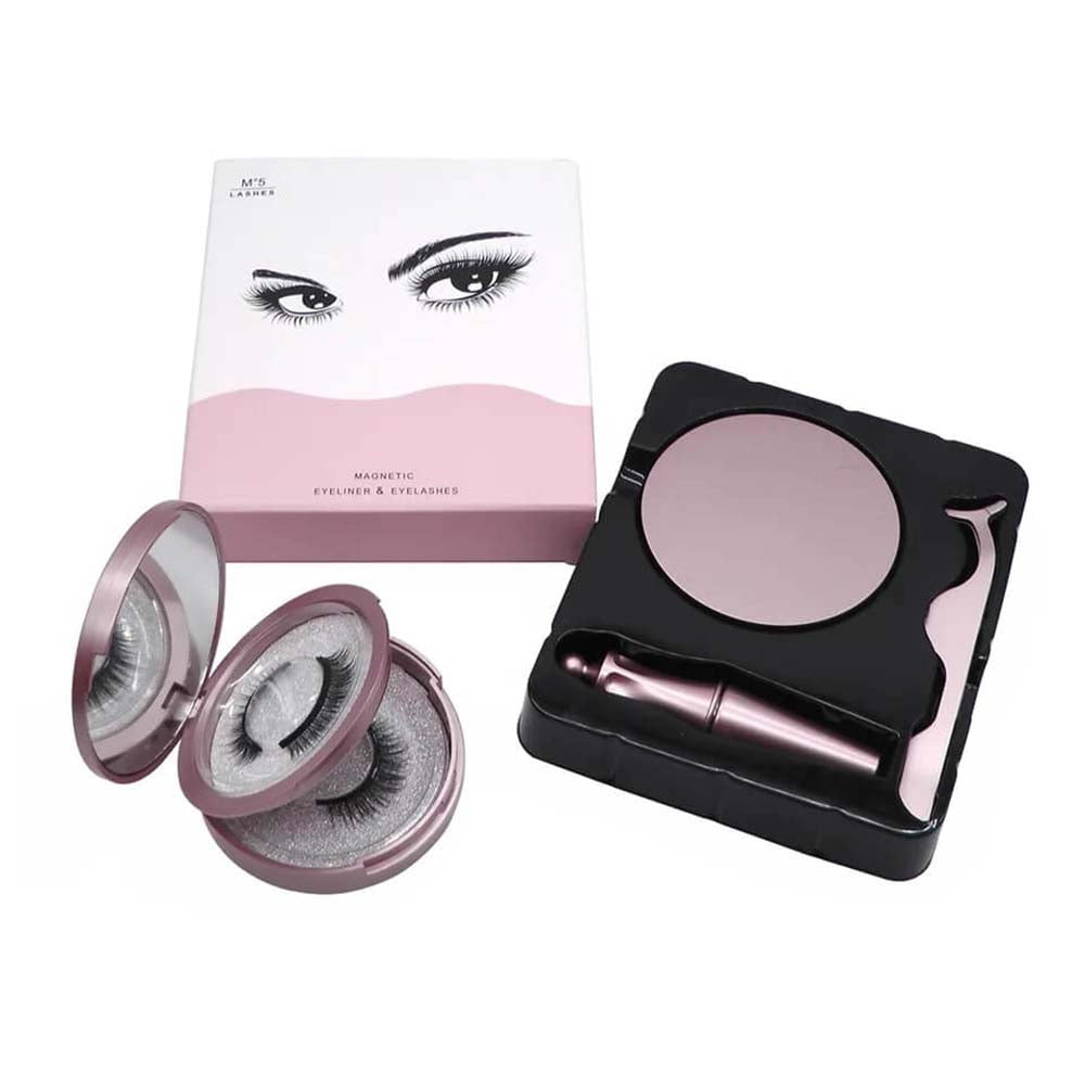 3D magnetic false eyelash set lash eyeliner tweezers kit natural