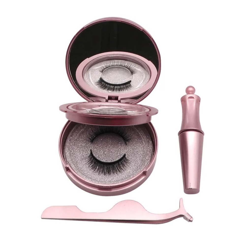 3D magnetic false eyelash set lash eyeliner tweezers kit natural
