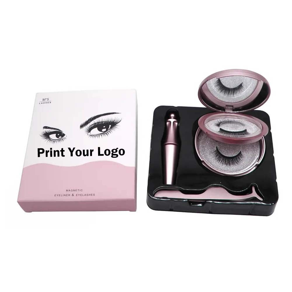3D magnetic false eyelash set lash eyeliner tweezers kit natural