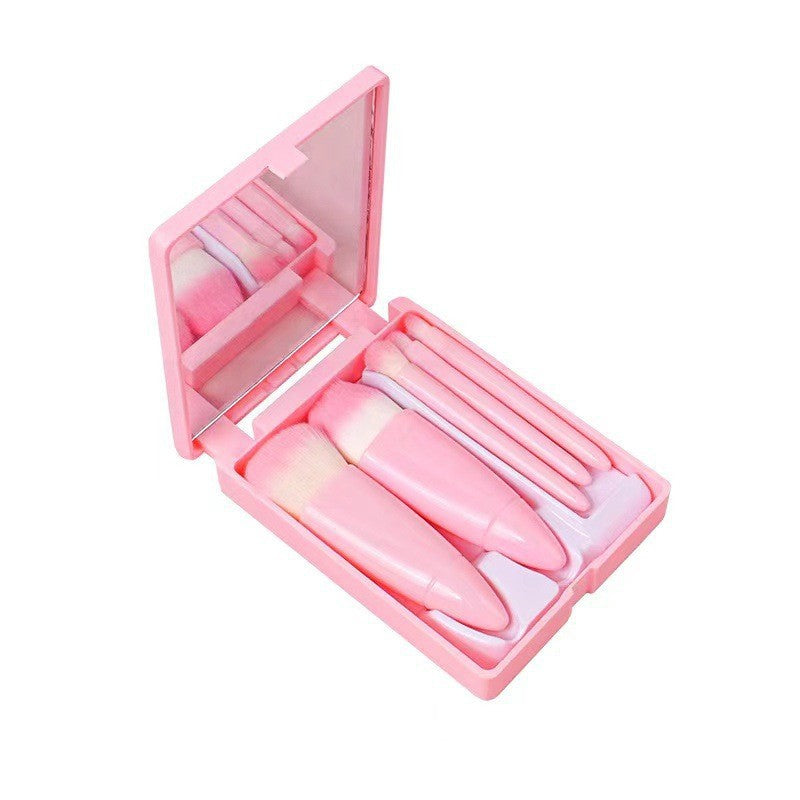 5 pcs makeup brush with mirror eyeshadow foundation powder brushes