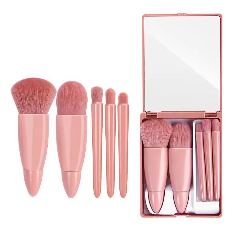 5 pcs makeup brush with mirror eyeshadow foundation powder brushes