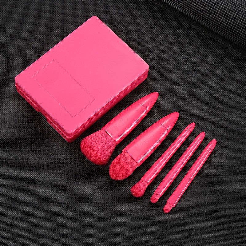 5 pcs makeup brush with mirror eyeshadow foundation powder brushes