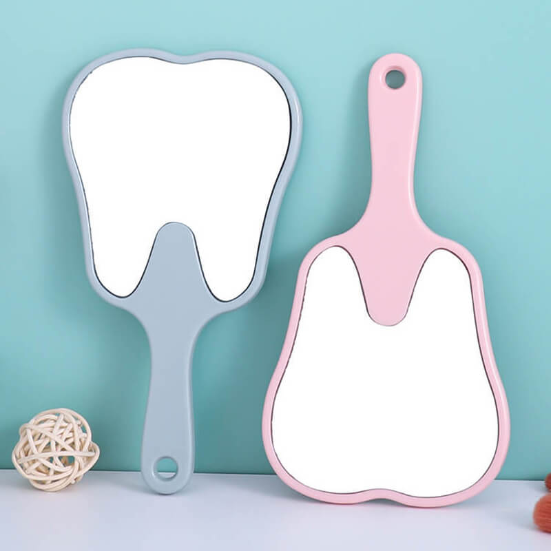 6 color makeup mirror cute teeth handle mirror advertising dental handheld 16*8.5cm