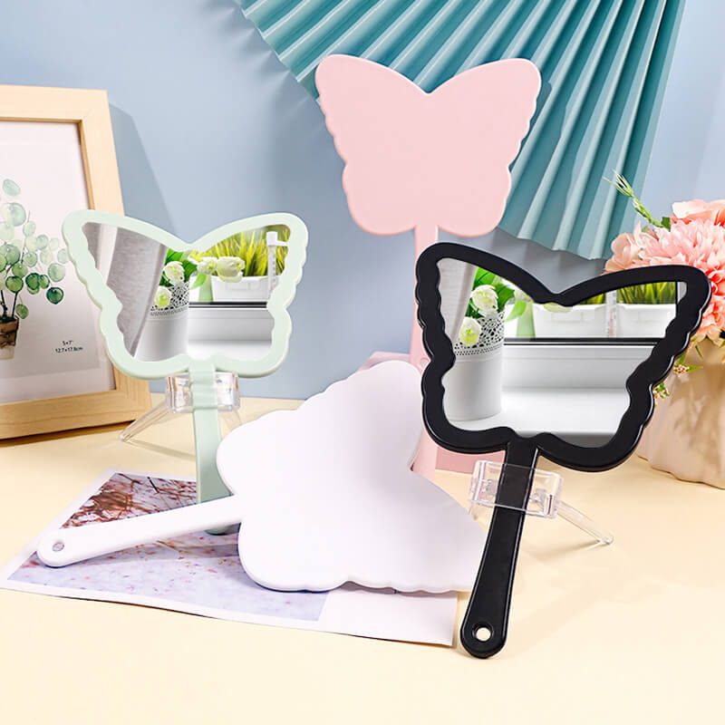 4 color butterfly-shaped handheld makeup mirror portable HD small mirror 20*14cm