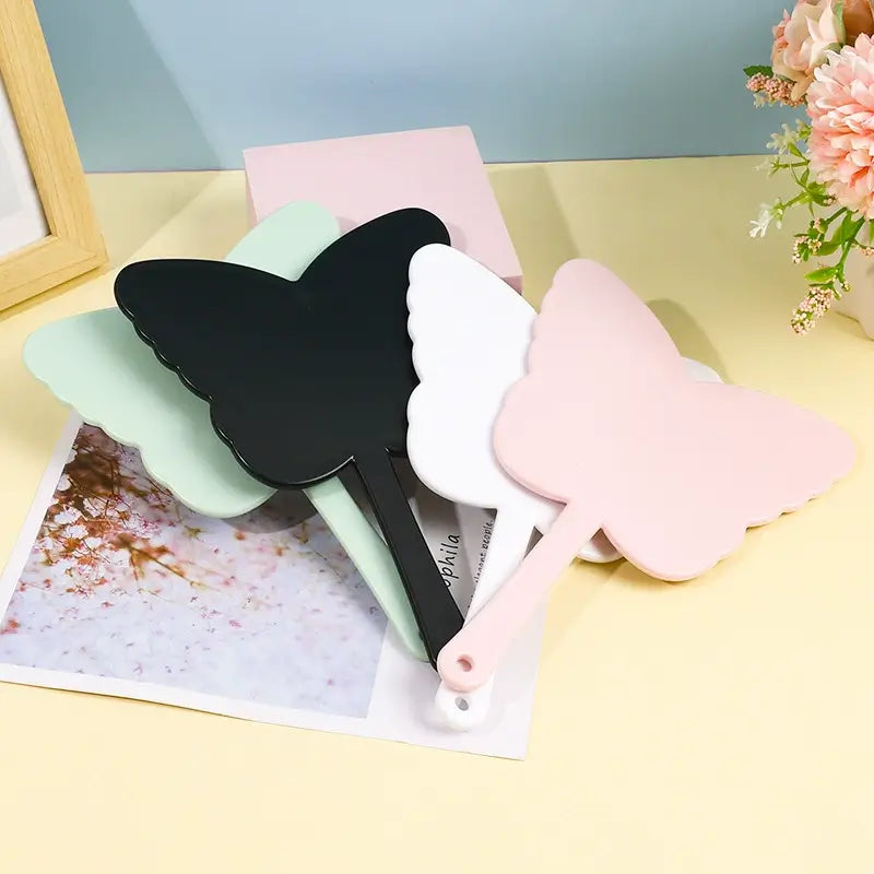 4 color butterfly-shaped handheld makeup mirror portable HD small mirror 20*14cm