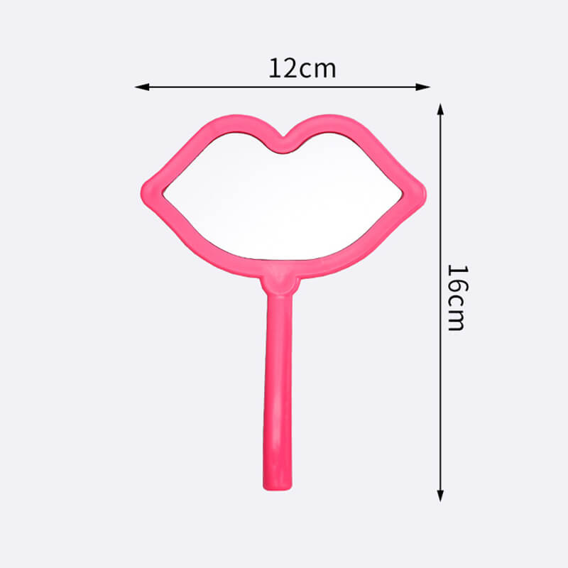 7 color lip shape makeup mirror handheld portable handle mirror 16*12cm