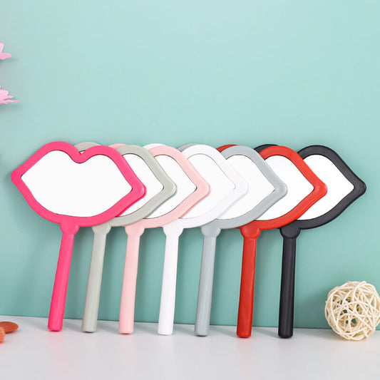 7 color lip shape makeup mirror handheld portable handle mirror 16*12cm