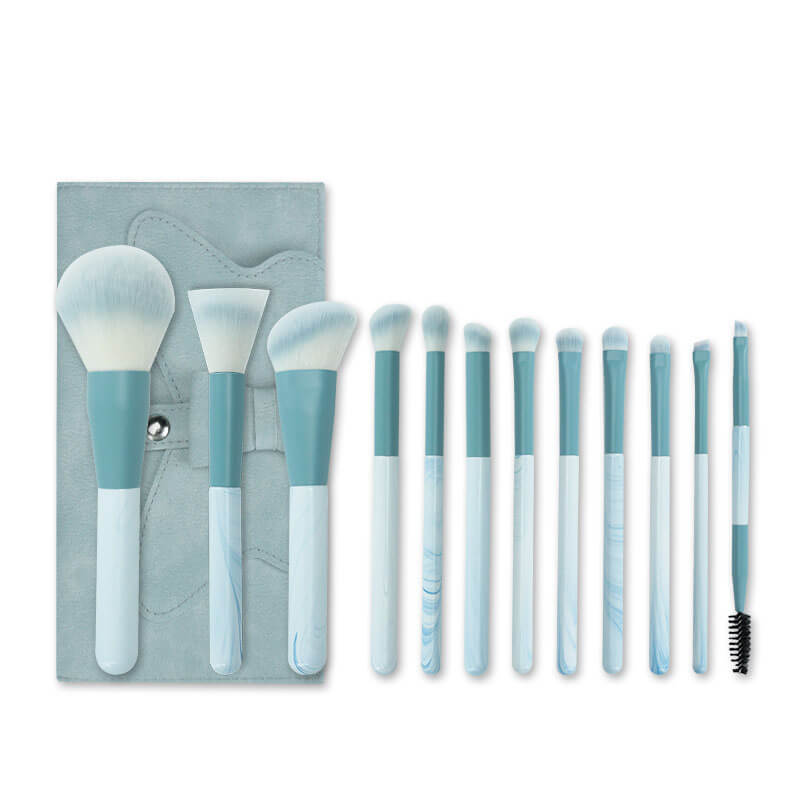 12 pcs makeup brush set soft beginner blue beauty brushes