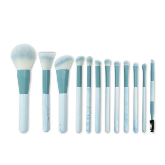 12 pcs makeup brush set soft beginner blue beauty brushes