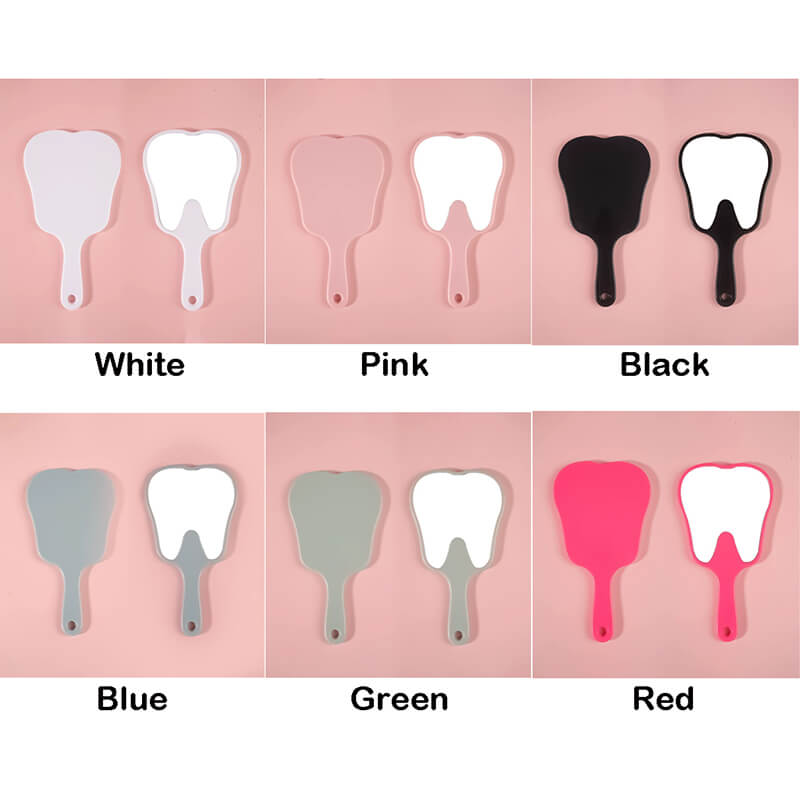6 color makeup mirror cute teeth handle mirror advertising dental handheld 16*8.5cm